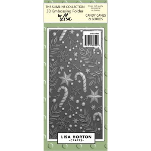 candy canes & berries - Slimline Embossing Folder by lisa horton crafts LHCEF080